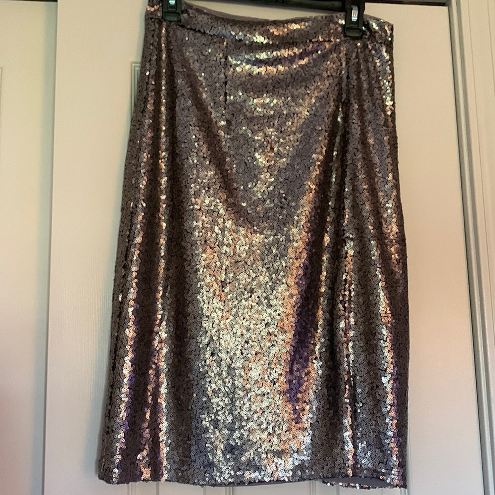 NWT L Love Silver Sequin Skirt Size Medium